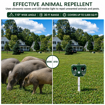 MegaCred™ YardGuard: Solar Ultrasonic Animal Repeller