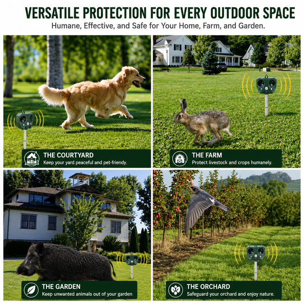 MegaCred™ YardGuard: Solar Ultrasonic Animal Repeller