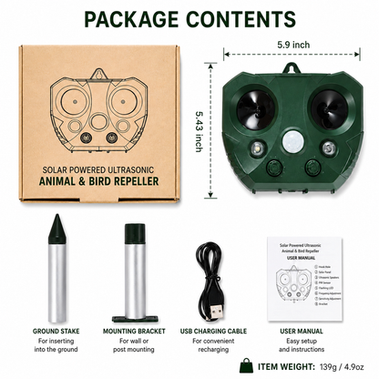 MegaCred™ YardGuard: Solar Ultrasonic Animal Repeller
