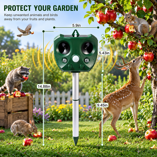 MegaCred™ YardGuard: Solar Ultrasonic Animal Repeller